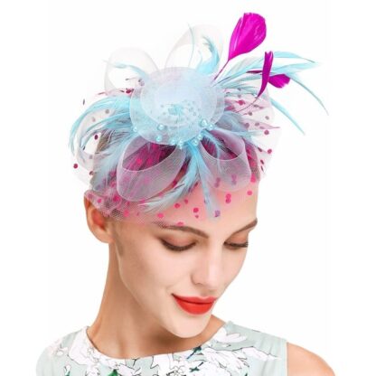 Flower and Feather Fascinator - Image 4