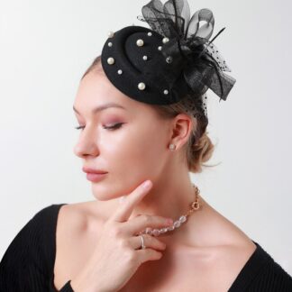 New In Vintage Pearl Voile Feather Fascinator