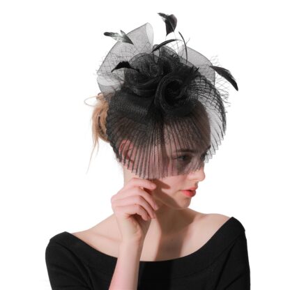 Elegant Women Net Feather Hat - Image 2