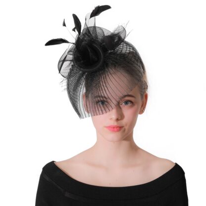 Elegant Women Net Feather Hat - Image 3