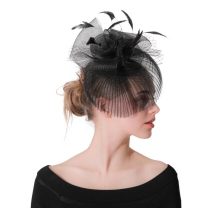 Elegant Women Net Feather Hat - Image 4
