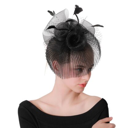 Elegant Women Net Feather Hat