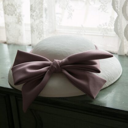 Elegant French hat With Bow Round - Image 3