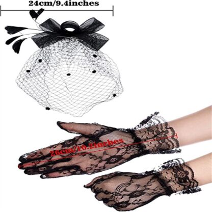 Fascinator Hat Bridal Lace With Glove Set - Image 3