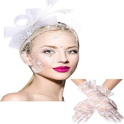 Fascinator Hat Bridal Lace With Glove Set