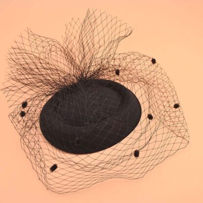 Wave Point Mesh Veil Felt Hat Fascinators - Image 3