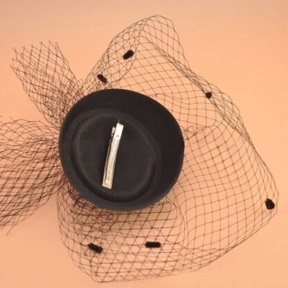 Wave Point Mesh Veil Felt Hat Fascinators - Image 4
