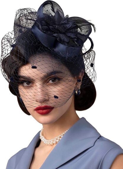 Flower Mesh Veil Fascinator - Image 3