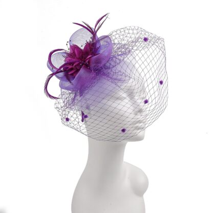 Flower Mesh Veil Fascinator - Image 4