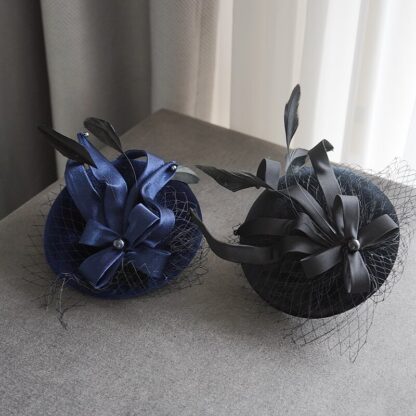 Ladies’ Mini Hat with Satin Bow and Velvet - Image 2