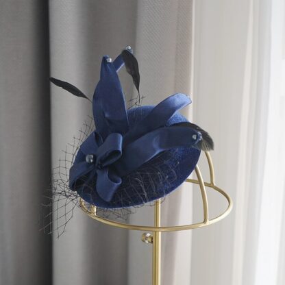 Ladies’ Mini Hat with Satin Bow and Velvet - Image 3