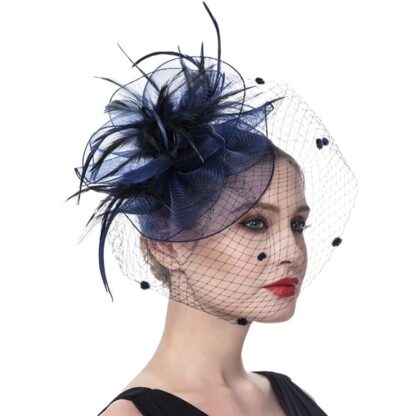 Fascinators Hat with Veil - Image 2
