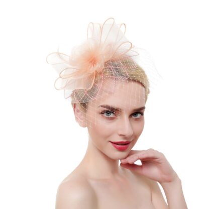 Elegant Net Flower Fascinator with Veil - Image 2