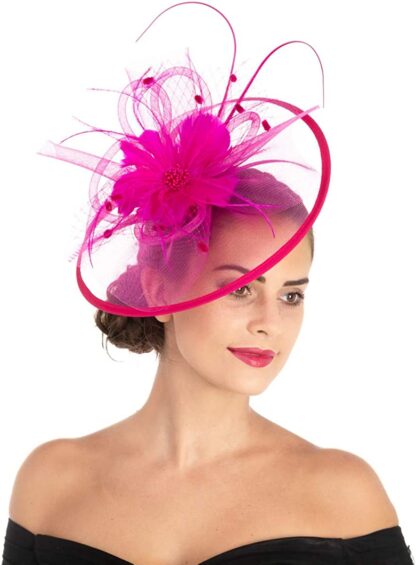 Mesh Fascinator Hat with Headband and Hairpin - Image 2