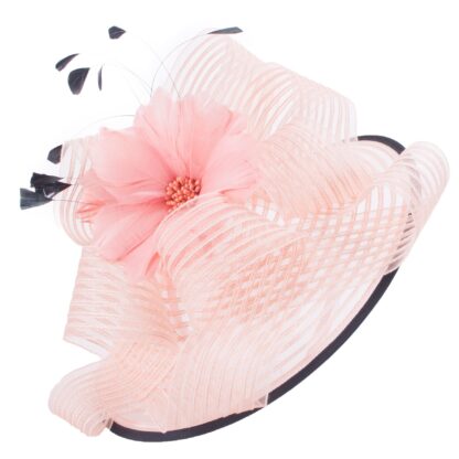 Women’s Stylish Fascinator Hat with Feather and Flower - Image 4