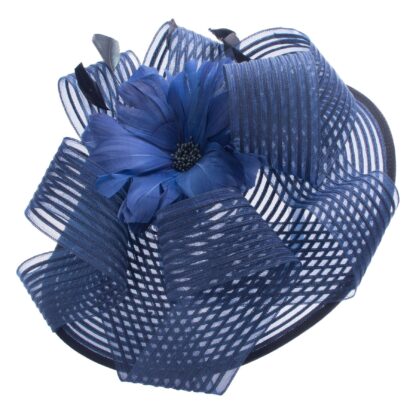 Women’s Stylish Fascinator Hat with Feather and Flower - Image 6