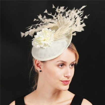 Beautiful Feather and Flower Fascinator Hat - Image 2