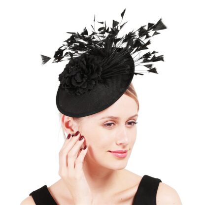 Beautiful Feather and Flower Fascinator Hat - Image 3