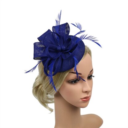 Ladies Flower Hat with Feather - Image 2