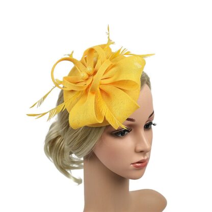 Ladies Flower Hat with Feather - Image 3