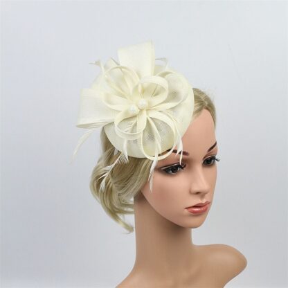 Ladies Flower Hat with Feather - Image 4