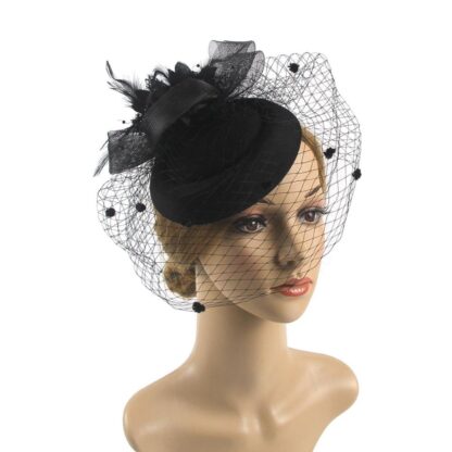 Floral Veil and Mesh Fascinator Hat - Image 3