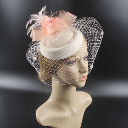 Floral Veil and Mesh Fascinator Hat