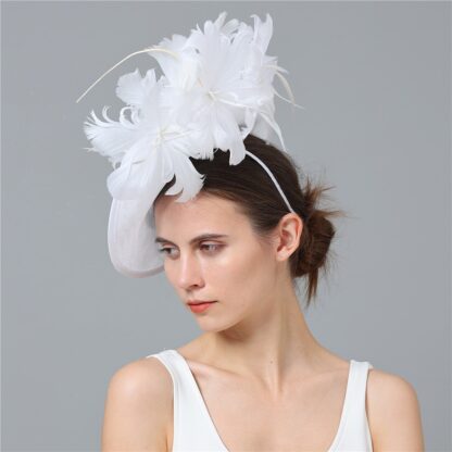 Elegant Feather and Sinamay Derby Hats - Image 3