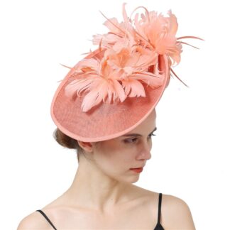 Elegant Feather and Sinamay Derby Hats