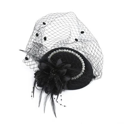 Feather Veil Bridal Hat - Image 6