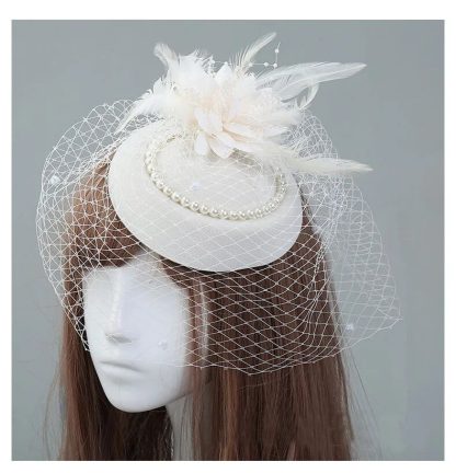 Feather Veil Bridal Hat - Image 4
