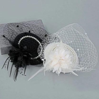 Feather Veil Bridal Hat - Image 3