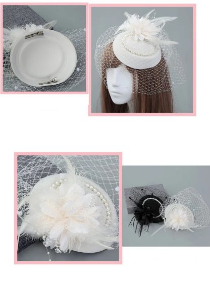 Feather Veil Bridal Hat - Image 2