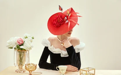 Exaggerated Kentucky Hat with Flowers