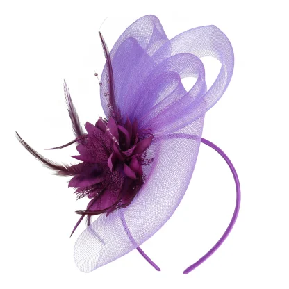 Flower Mesh Feather Fascinator - Image 2