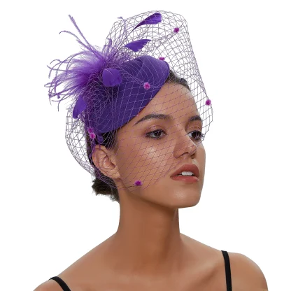 Plush Floral Mesh Fascinator - Image 4