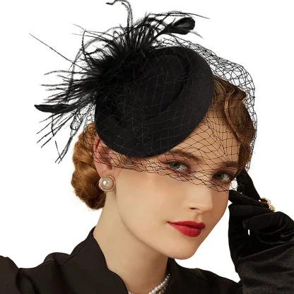 Plush Floral Mesh Fascinator - Image 3