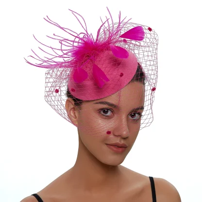 Plush Floral Mesh Fascinator - Image 2